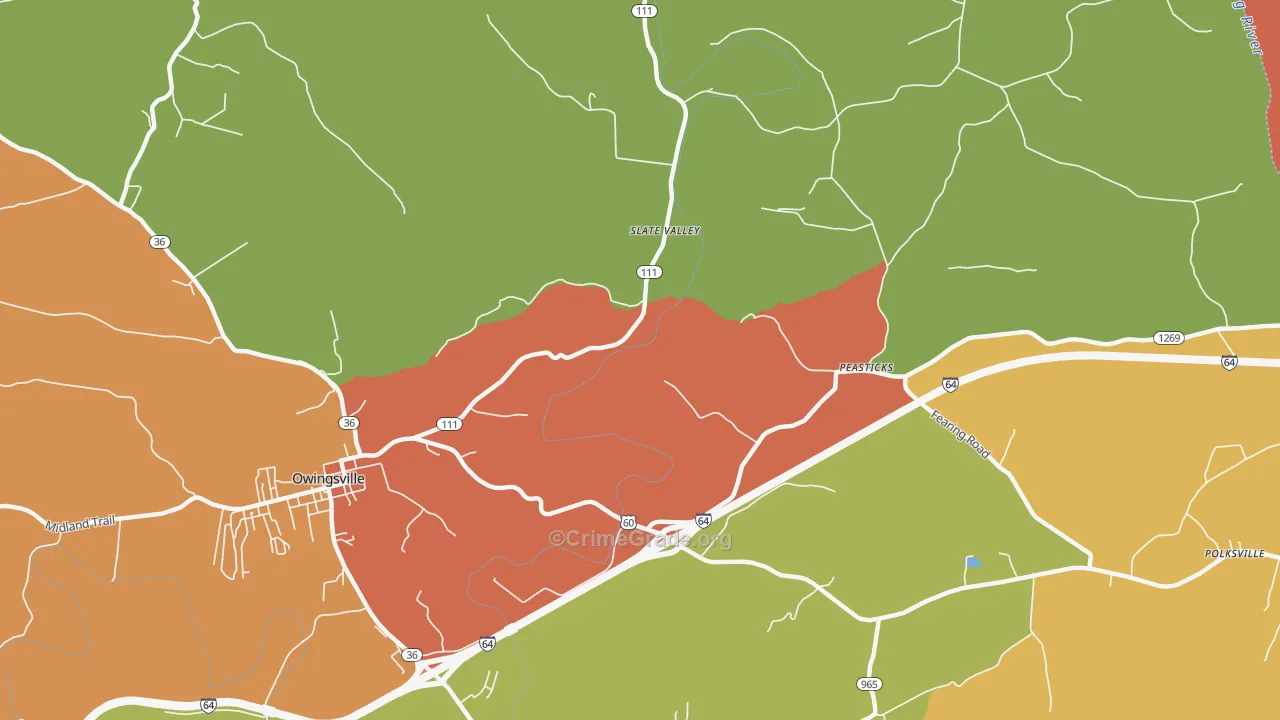 Slate Valley, KY Map of Vandalism Rates