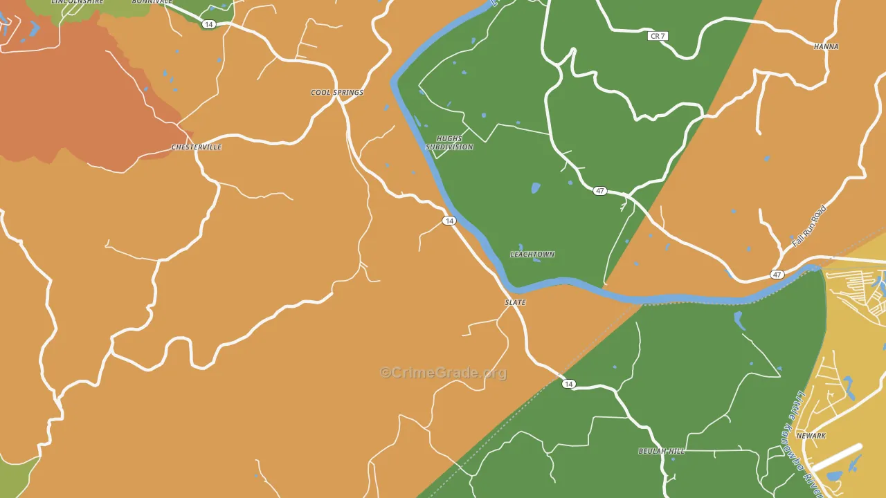 Slate, WV Map of Vandalism Rates