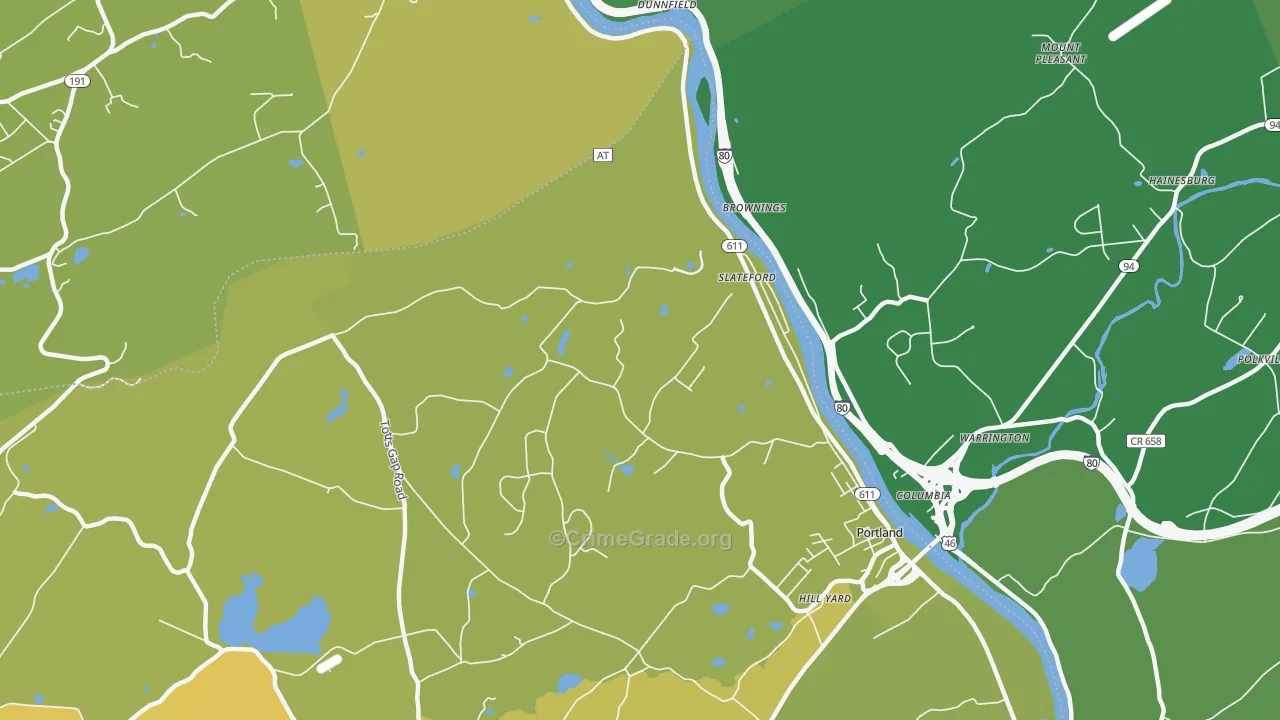 Slateford, PA Map of Vandalism Rates