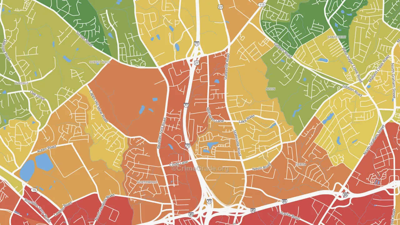 Slater Park, Charlotte, NC Map of Vandalism Rates