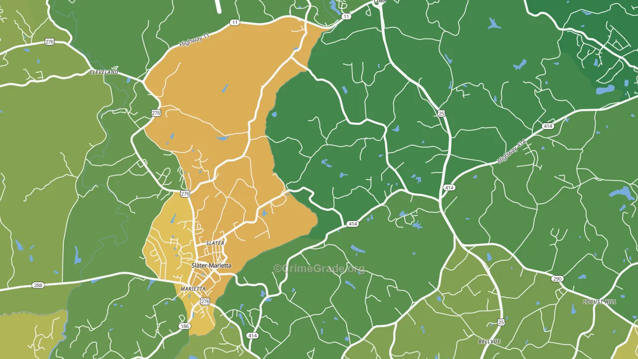 Slater, SC Map of Vandalism Rates