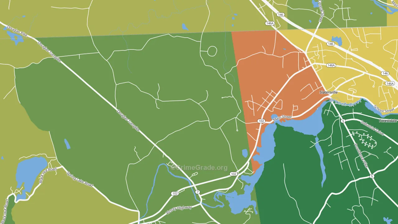 Slatersville, RI Map of Vandalism Rates
