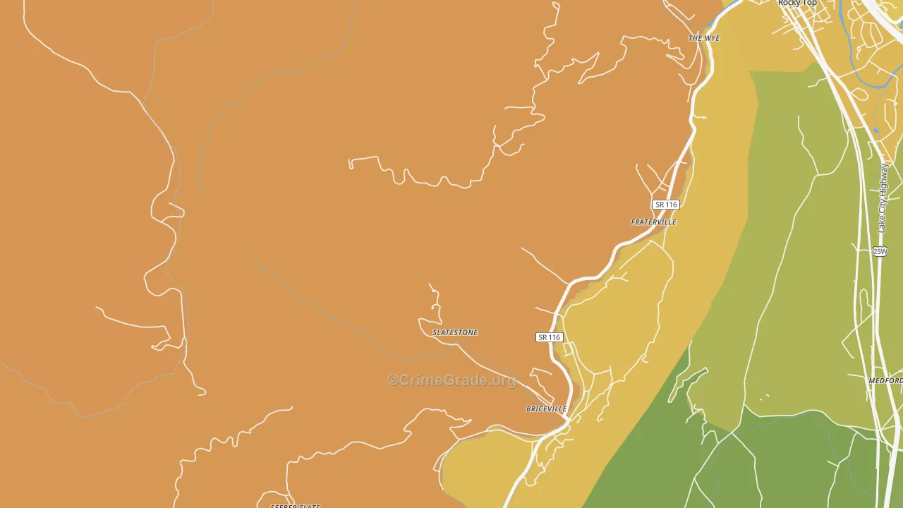 Slatestone, TN Map of Vandalism Rates