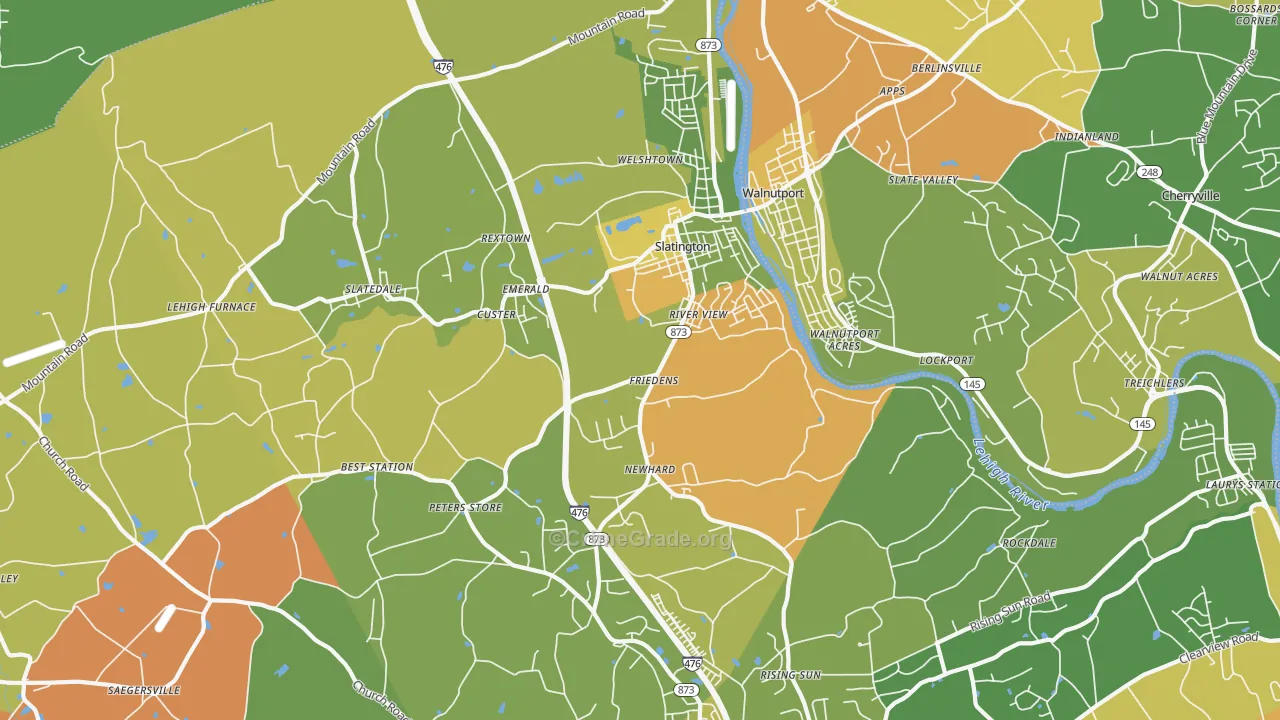 Slatington, PA Map of Vandalism Rates