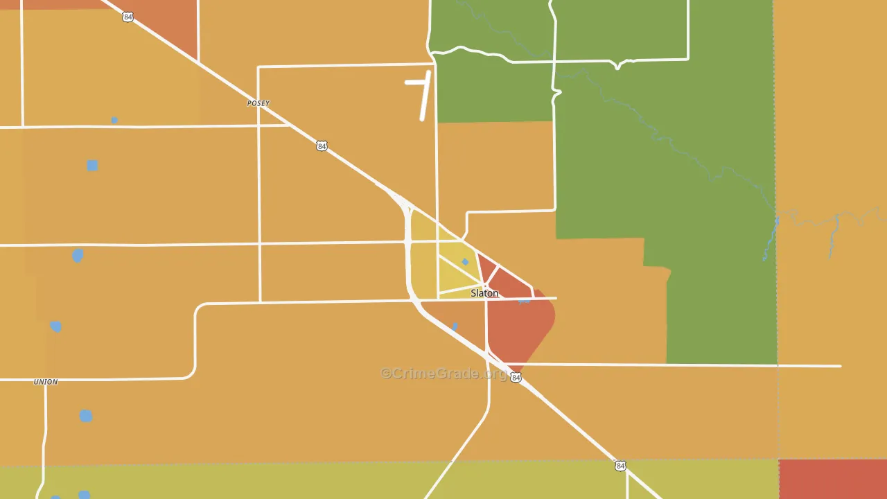 Slaton, TX Map of Vandalism Rates