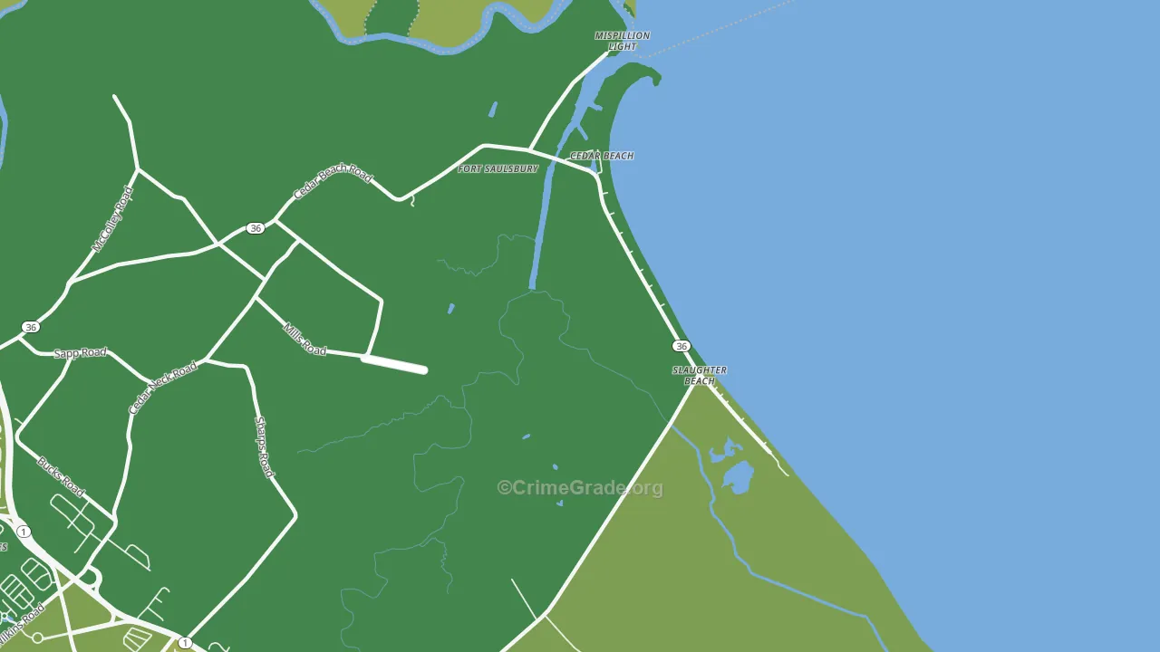 Slaughter Beach, DE Map of Vandalism Rates