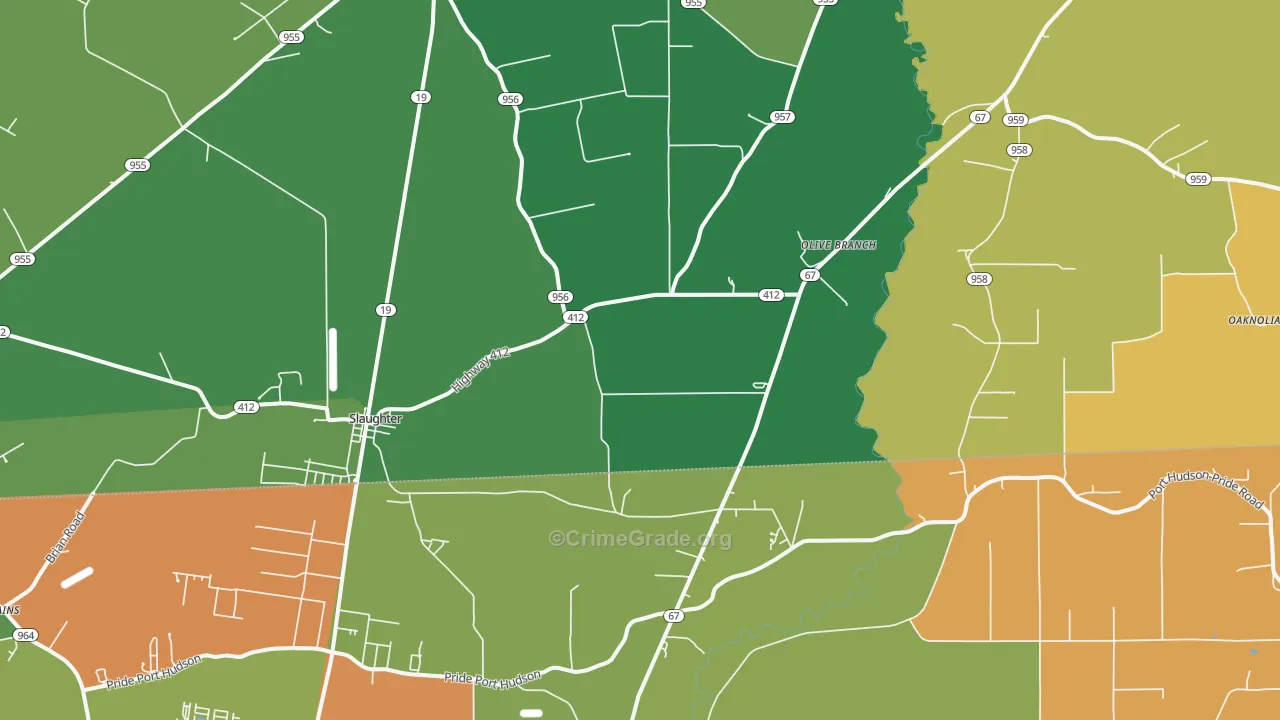 Slaughter, LA Map of Vandalism Rates