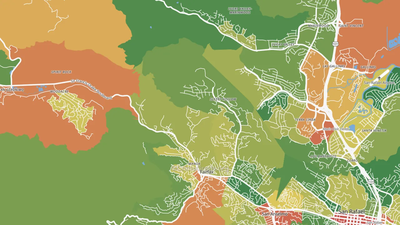 Sleepy Hollow, CA Map of Vandalism Rates