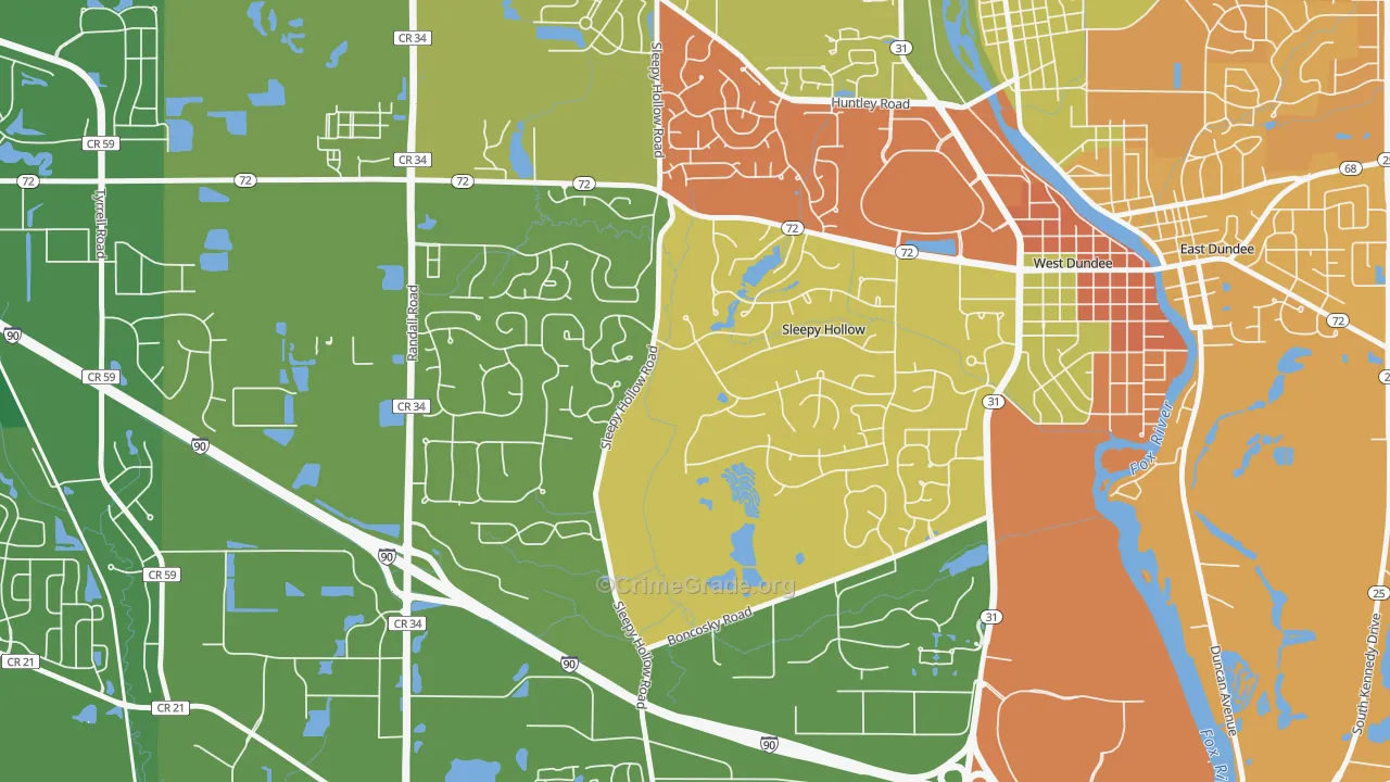 Sleepy Hollow, IL Map of Vandalism Rates