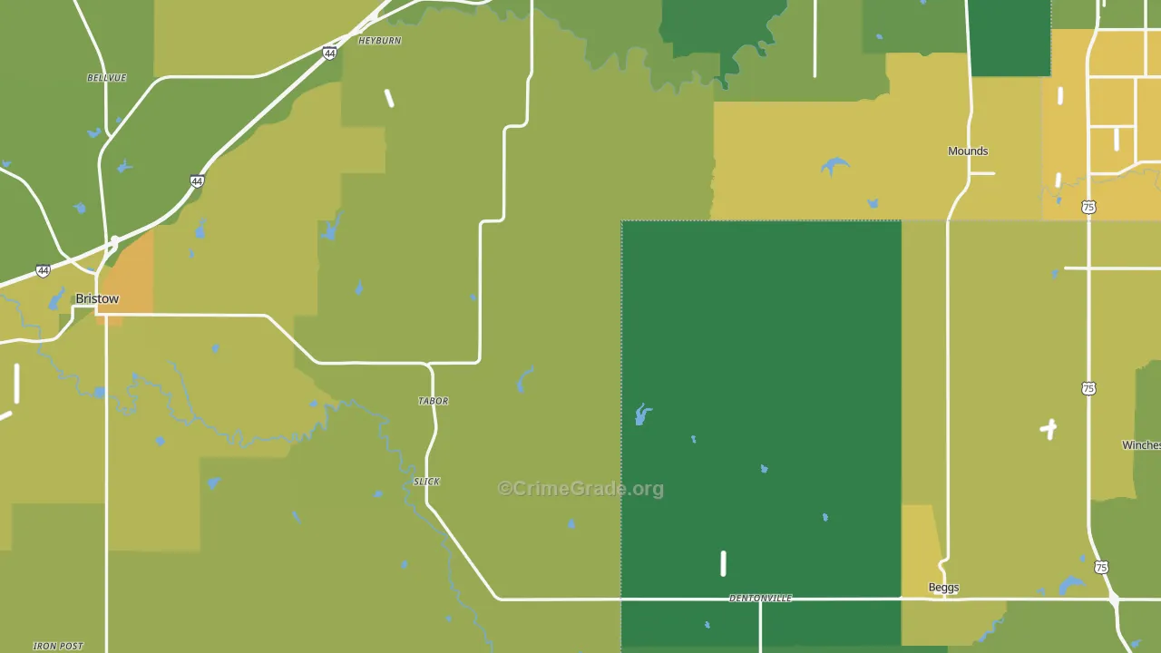 Slick, OK Map of Vandalism Rates