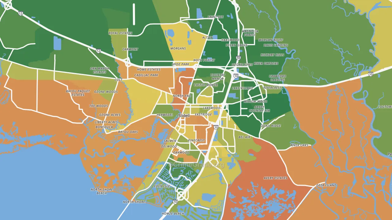 Slidell, LA Map of Vandalism Rates