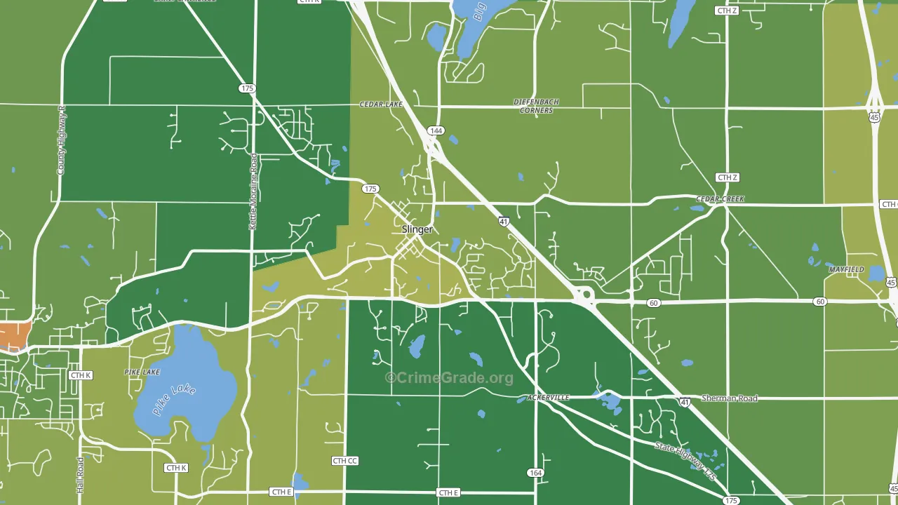 Slinger, WI Map of Vandalism Rates