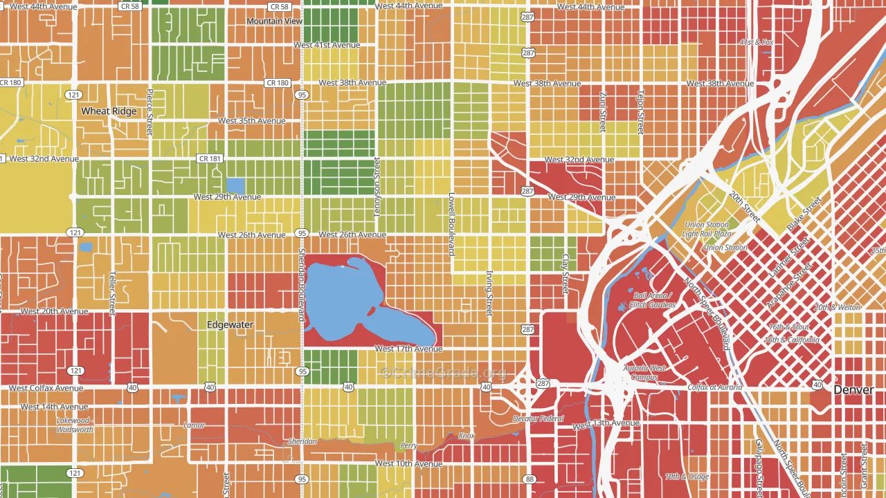 Sloan Lake, Denver, CO Map of Vandalism Rates