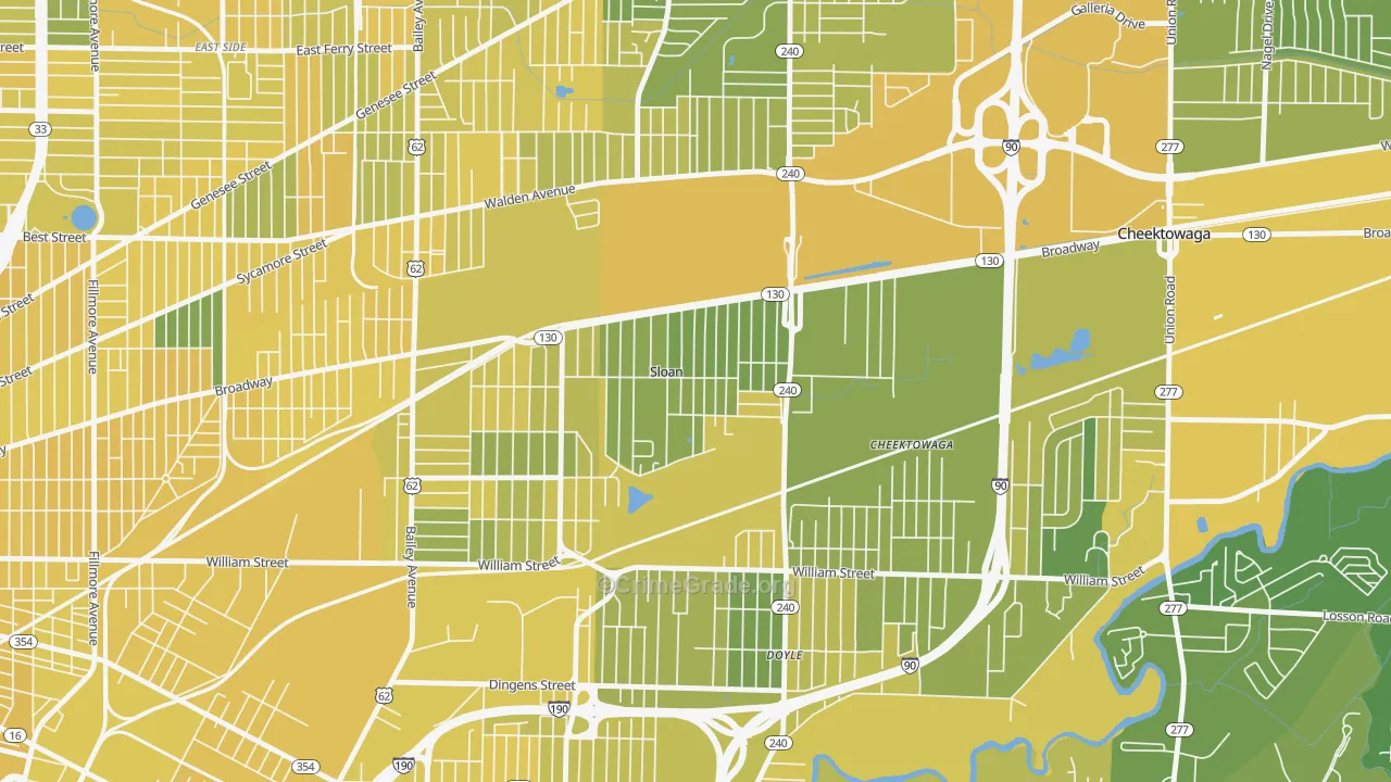 Sloan, NY Map of Vandalism Rates