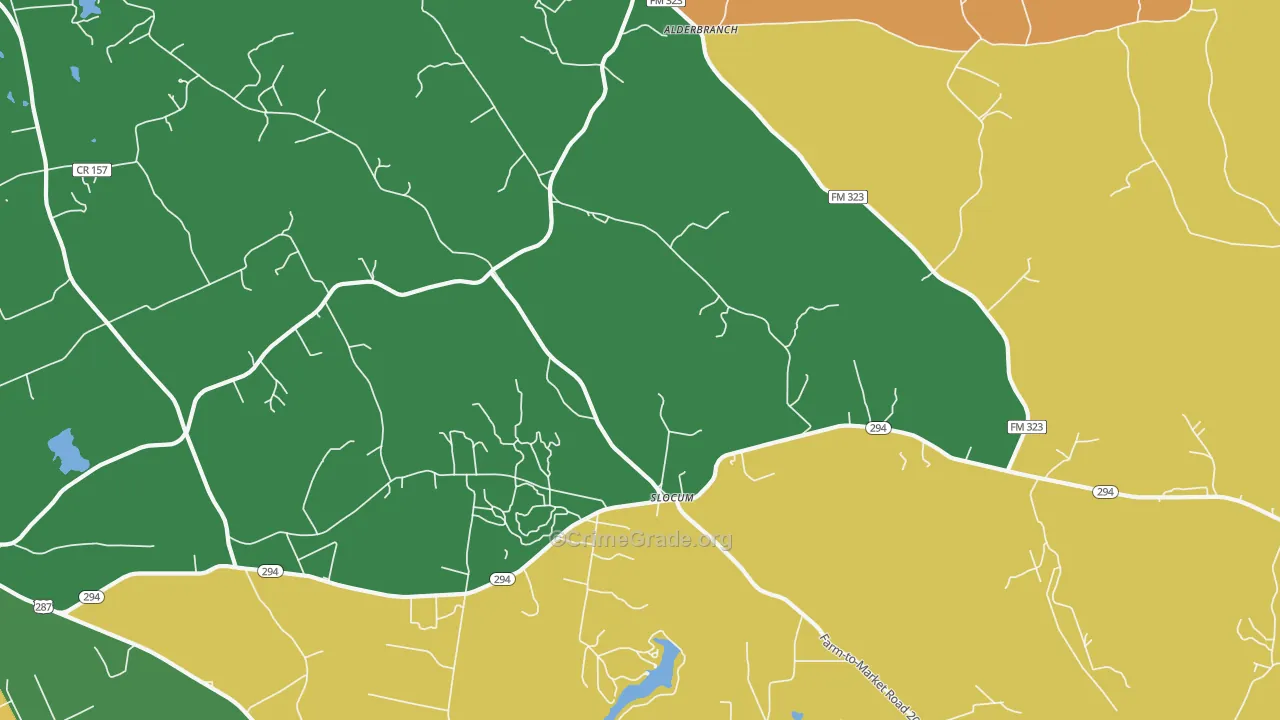 Slocum, TX Map of Vandalism Rates
