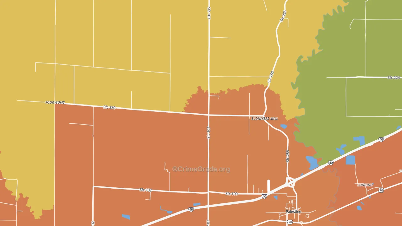 Slonikers Mill, AR Map of Vandalism Rates