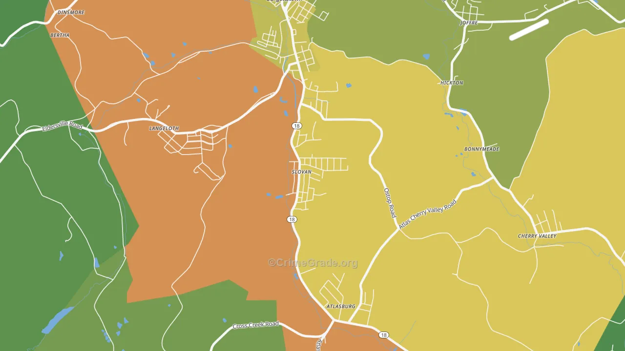 Slovan, PA Map of Vandalism Rates
