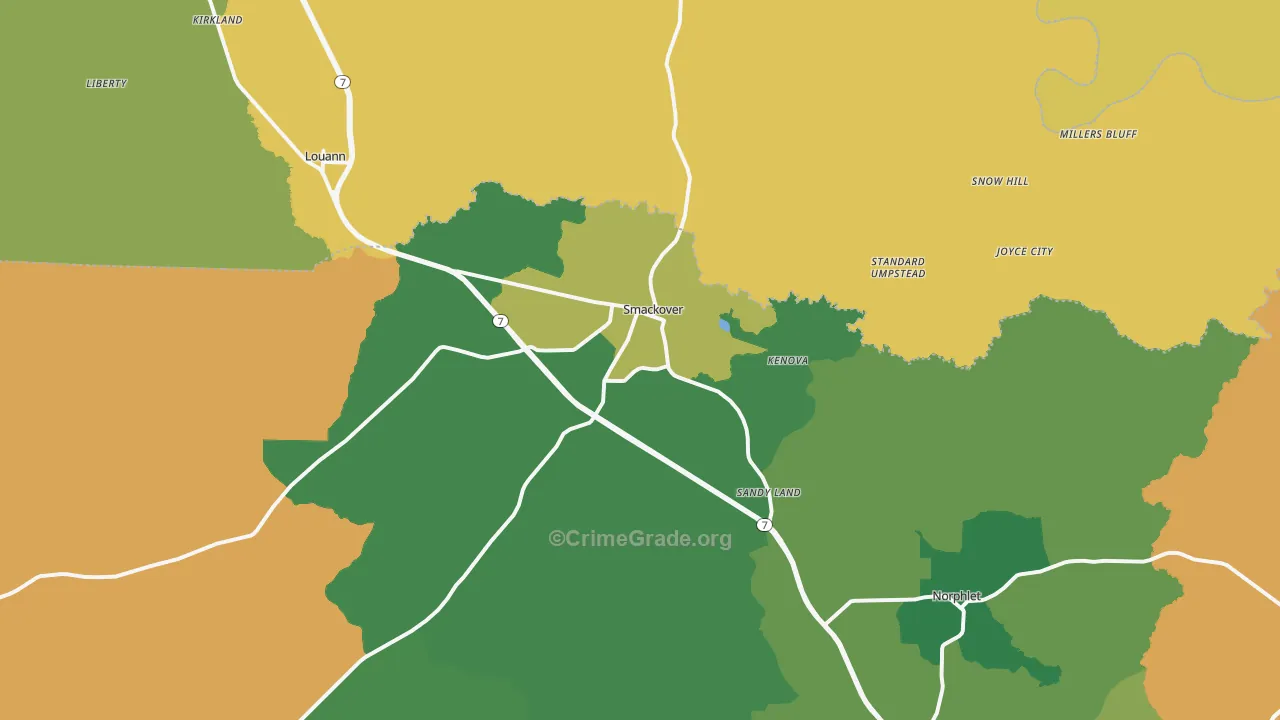 Smackover, AR Map of Vandalism Rates