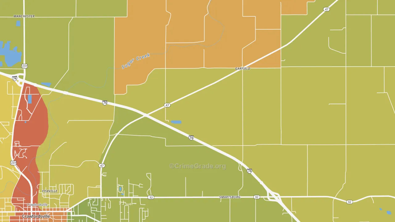 Smartsburg, IN Map of Vandalism Rates