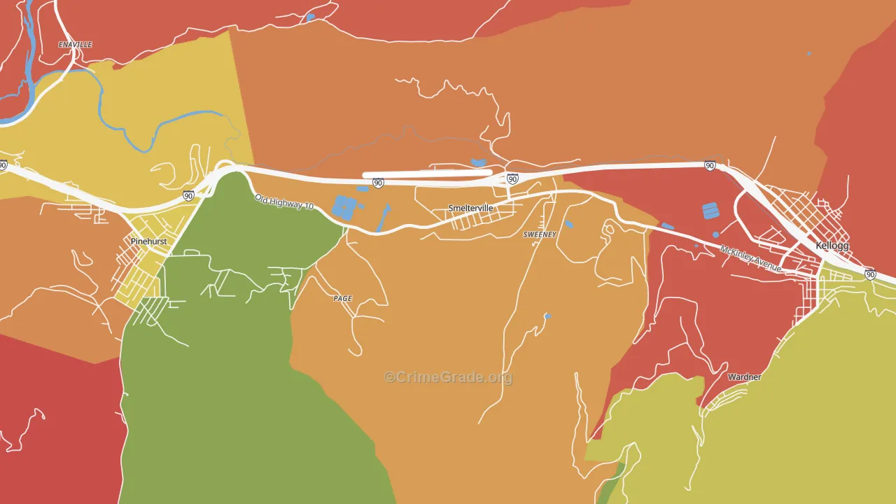 Smelterville, ID Map of Vandalism Rates