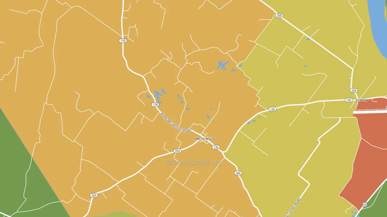 Smith Mills, KY Map of Vandalism Rates