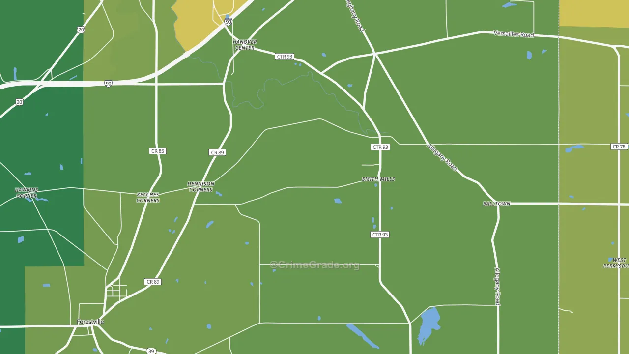 Smith Mills, NY Map of Vandalism Rates