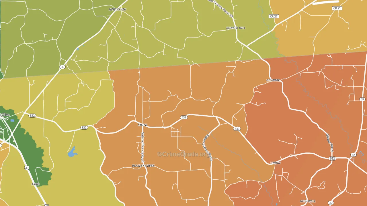 Smith, MS Map of Vandalism Rates
