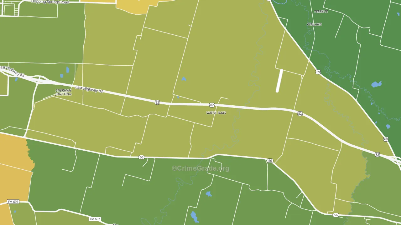 Smith Oaks, TX Map of Vandalism Rates