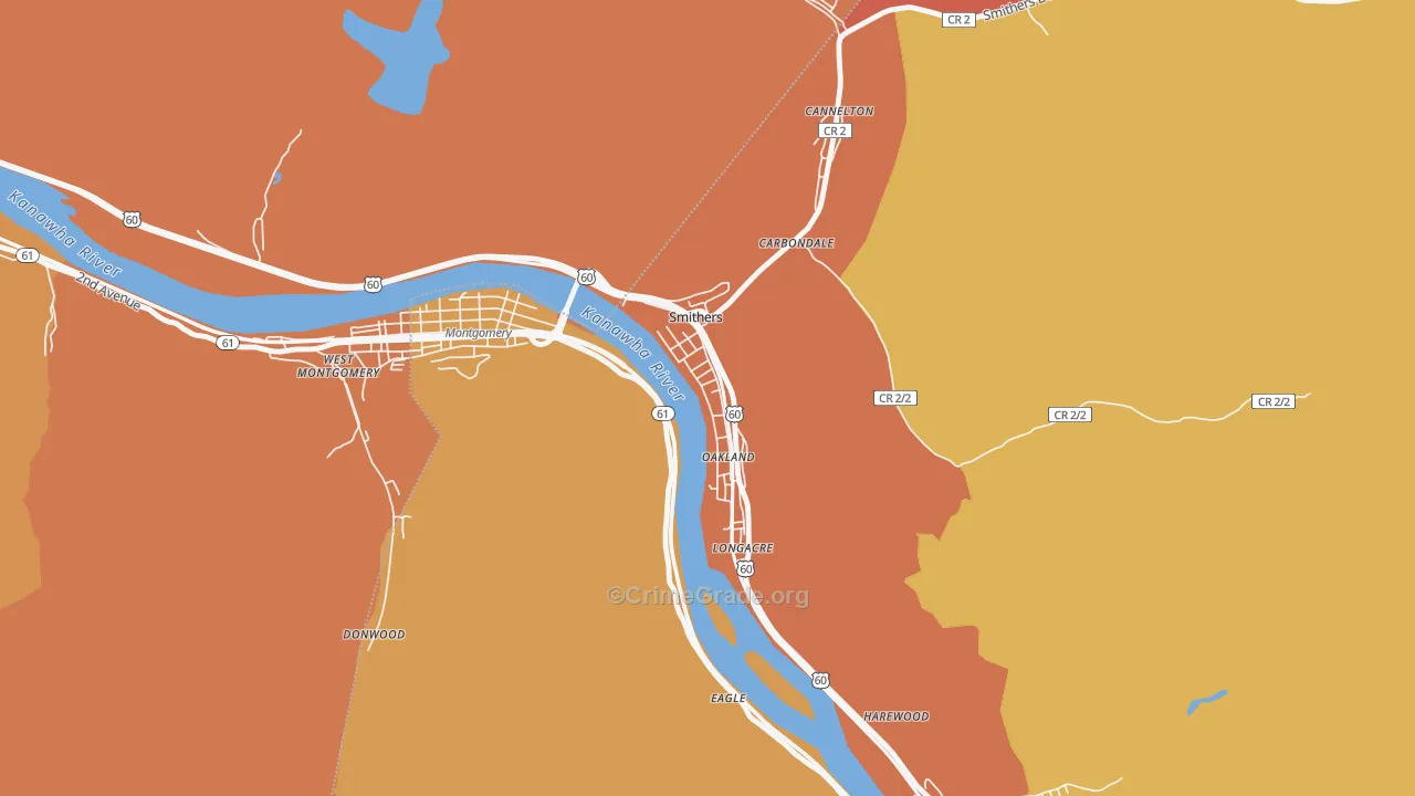 Smithers, WV Map of Vandalism Rates