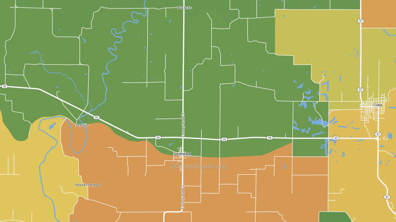 Smithfield, IL Map of Vandalism Rates