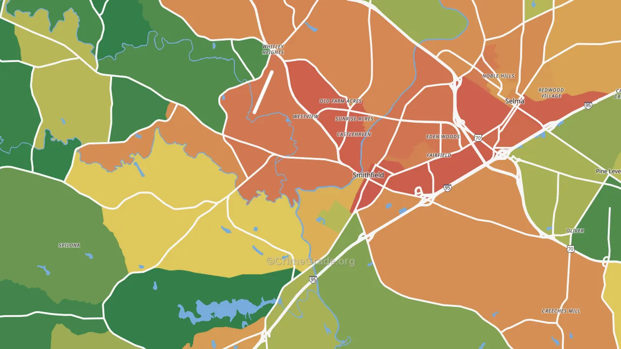 Smithfield, NC Map of Vandalism Rates