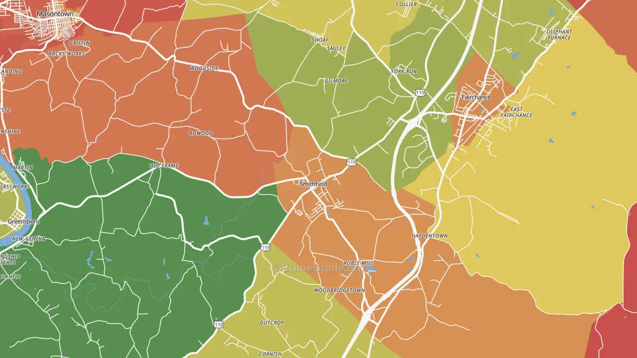 Smithfield, PA Map of Vandalism Rates