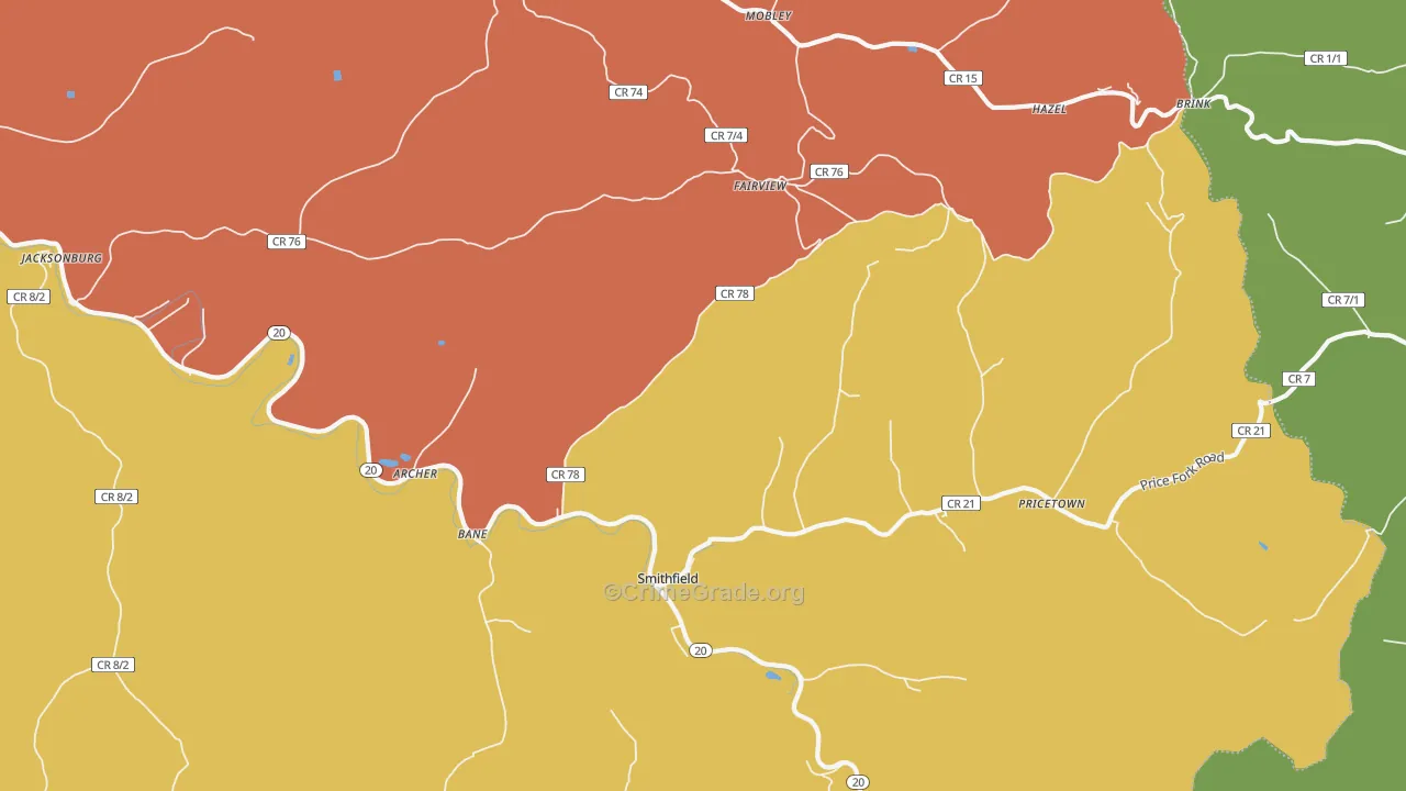 Smithfield, WV Map of Vandalism Rates