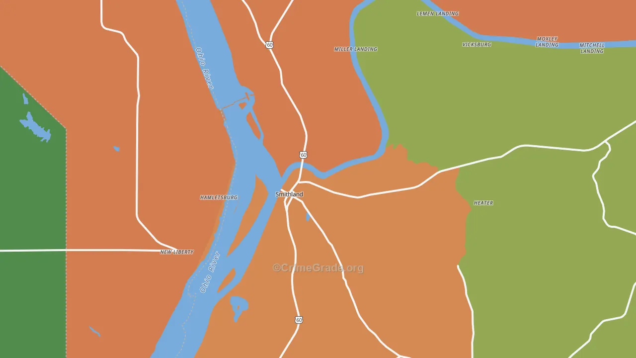 Smithland, KY Map of Vandalism Rates