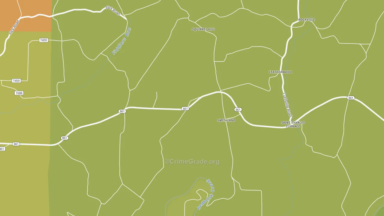 Smithland, PA Map of Vandalism Rates