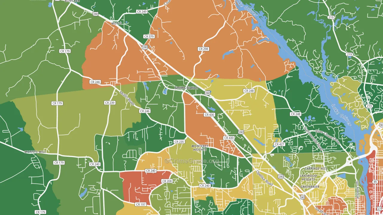 Smiths, AL Map of Vandalism Rates