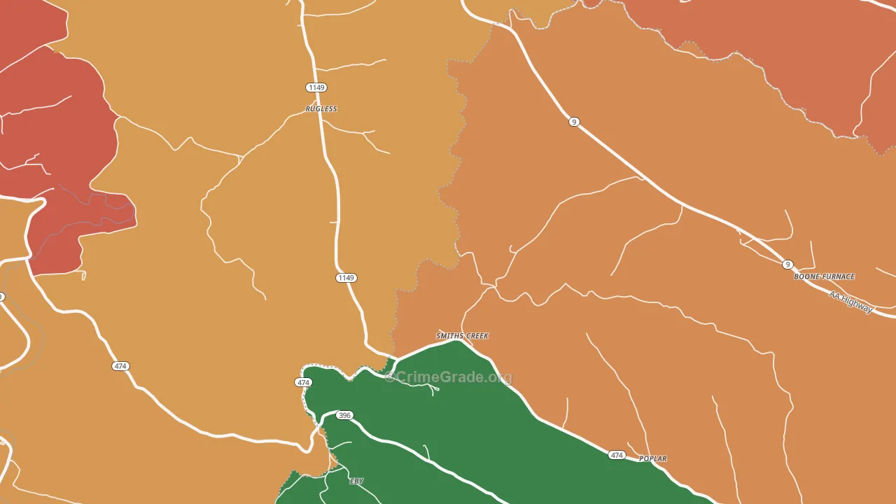 Smiths Creek, KY Map of Vandalism Rates