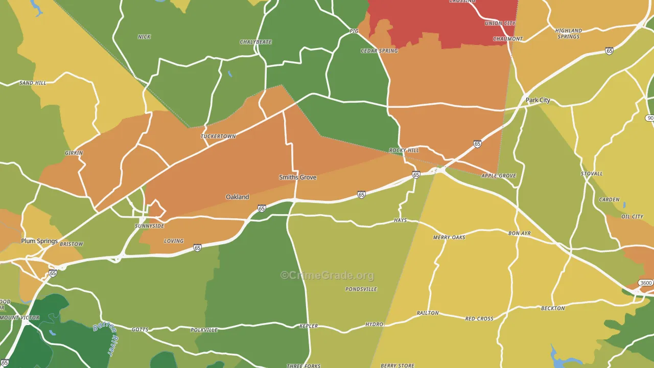 Smiths Grove, KY Map of Vandalism Rates