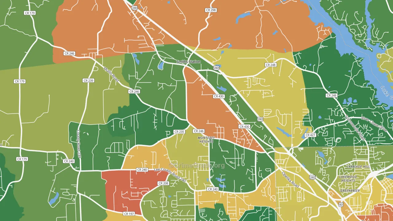 Smiths Station, AL Map of Vandalism Rates