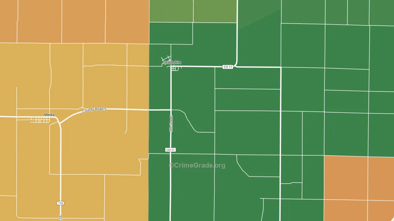Smithshire, IL Map of Vandalism Rates