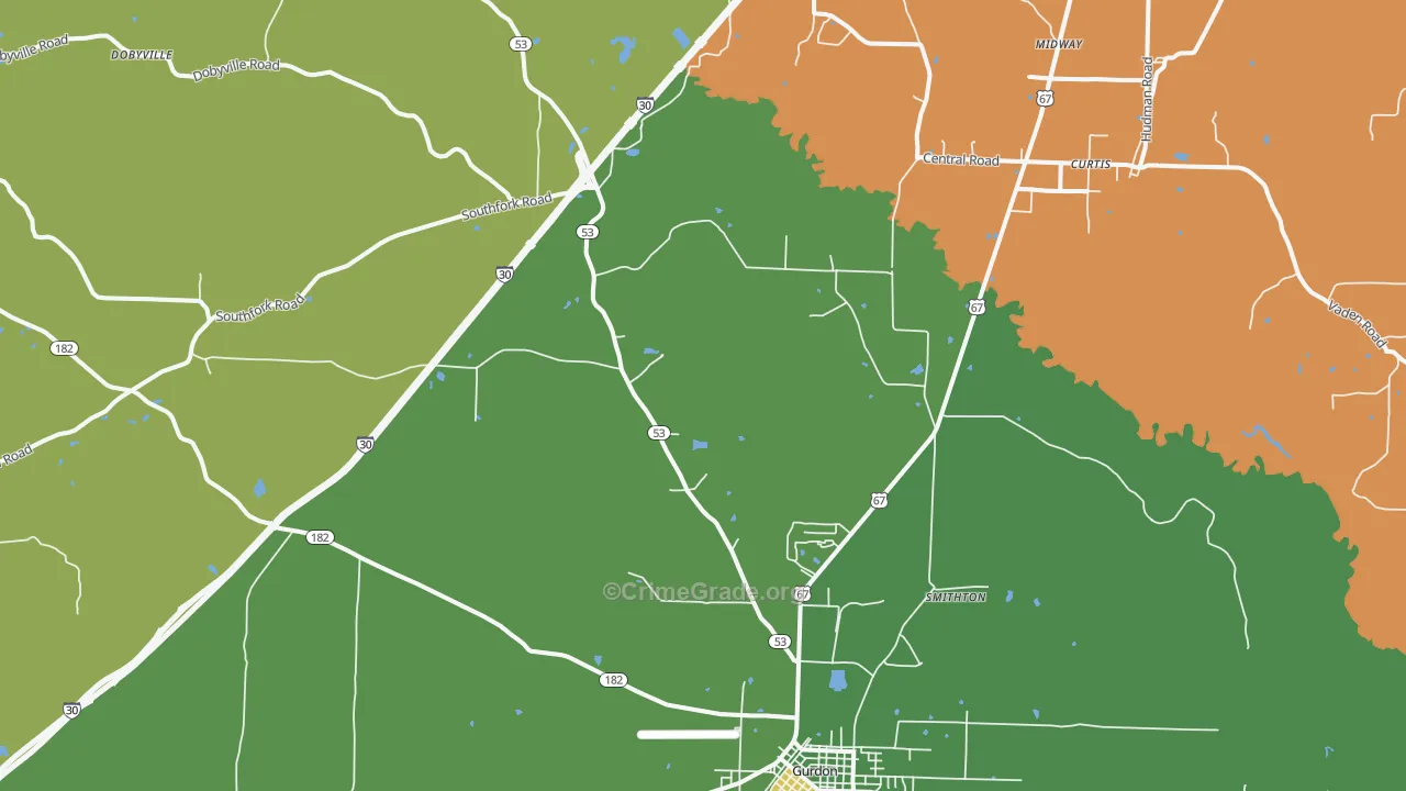 Smithton, AR Map of Vandalism Rates