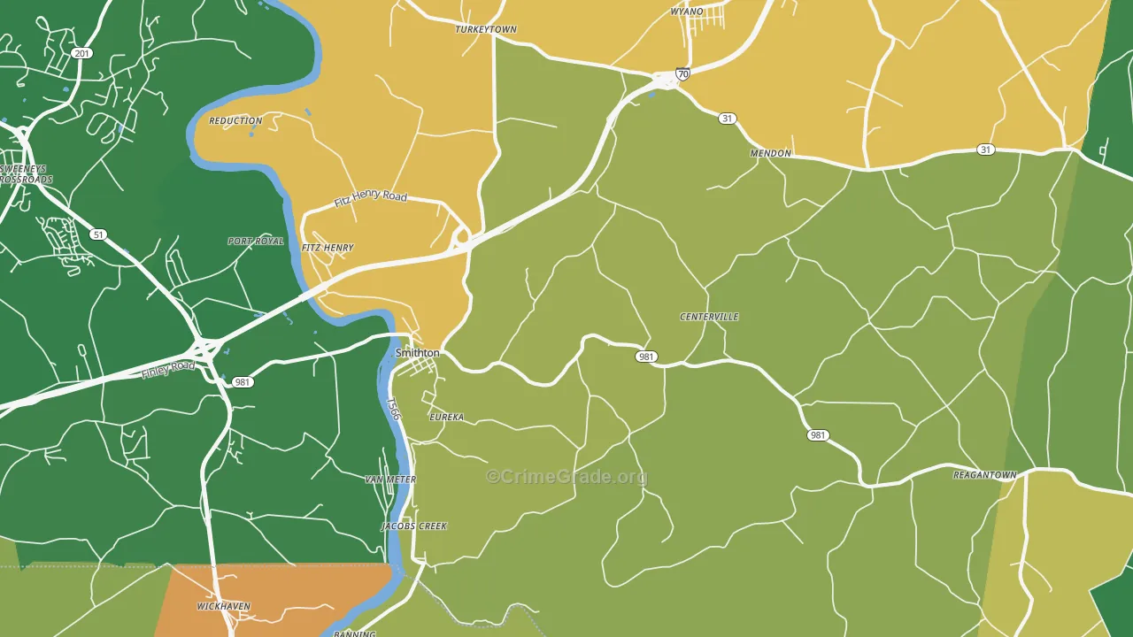 Smithton, PA Map of Vandalism Rates