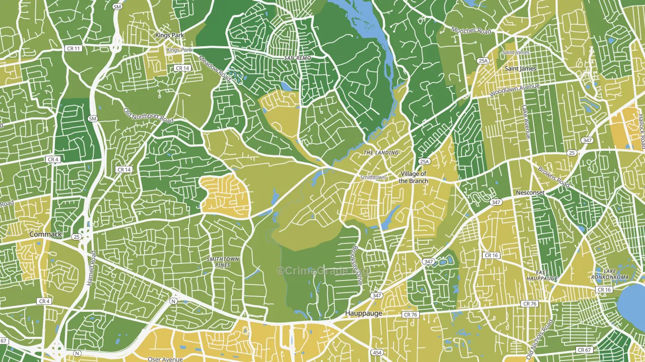 Smithtown, NY Map of Vandalism Rates