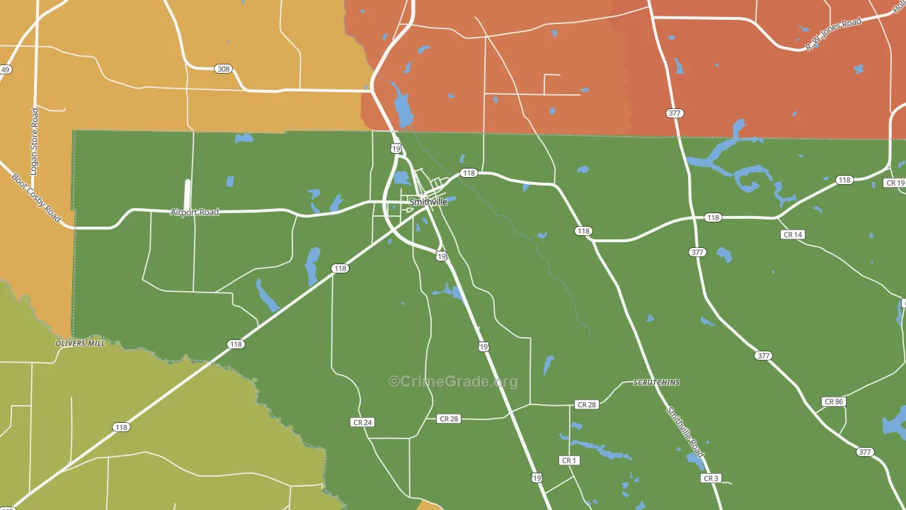 Smithville, GA Map of Vandalism Rates