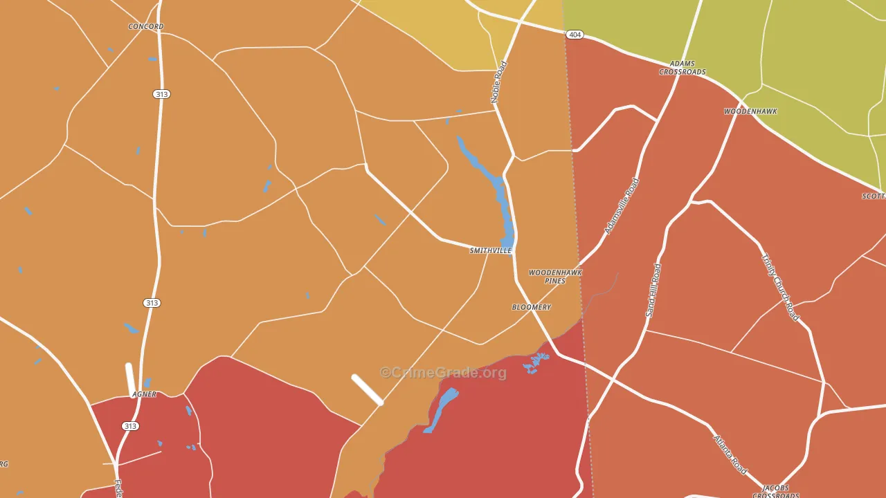 Smithville, MD Map of Vandalism Rates