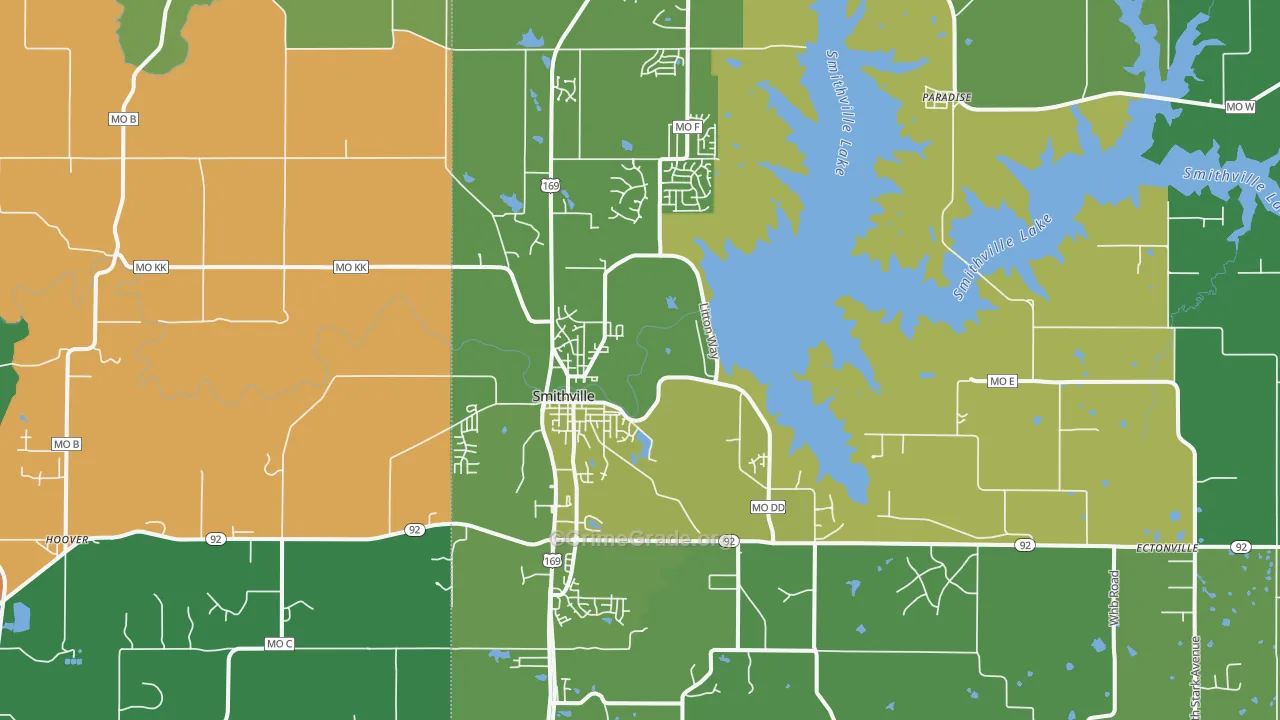 Smithville, MO Map of Vandalism Rates