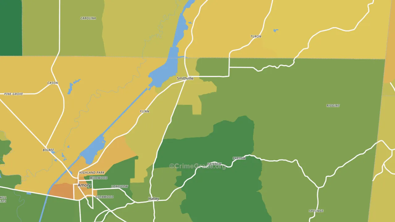 Smithville, MS Map of Vandalism Rates