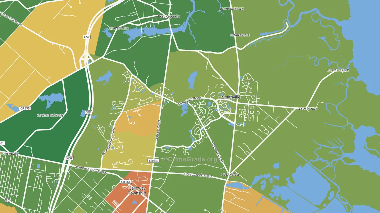 Smithville, NJ Map of Vandalism Rates