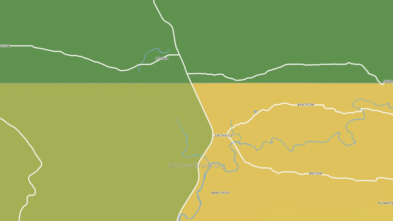 Smithville, OK Map of Vandalism Rates