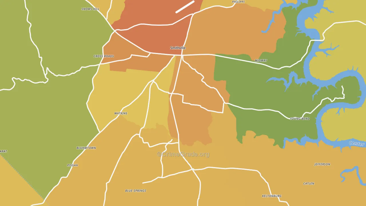 Smithville, TN Map of Vandalism Rates